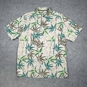 Tommy Bahama Button Down Shirt Mens medium Hawaiian Silk Short Sleeve Floral